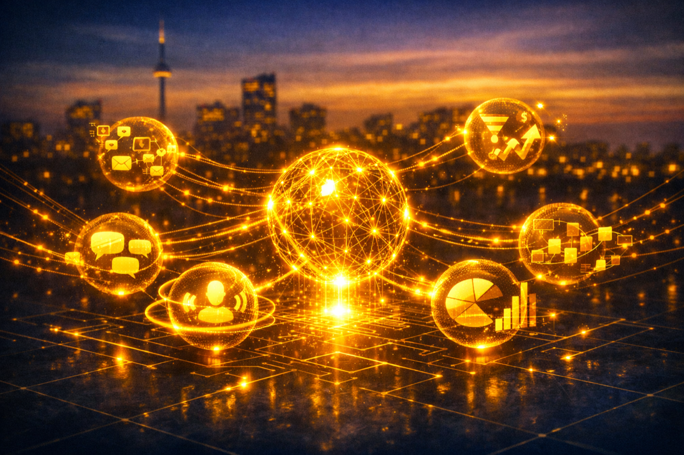 AI agent development Toronto. AI-rendered image.